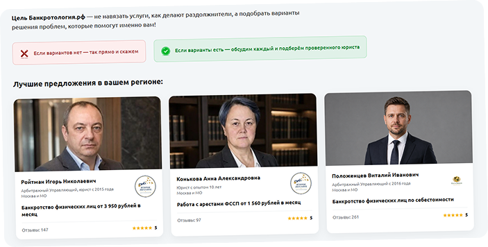 Рекомендованные юристы на портале
